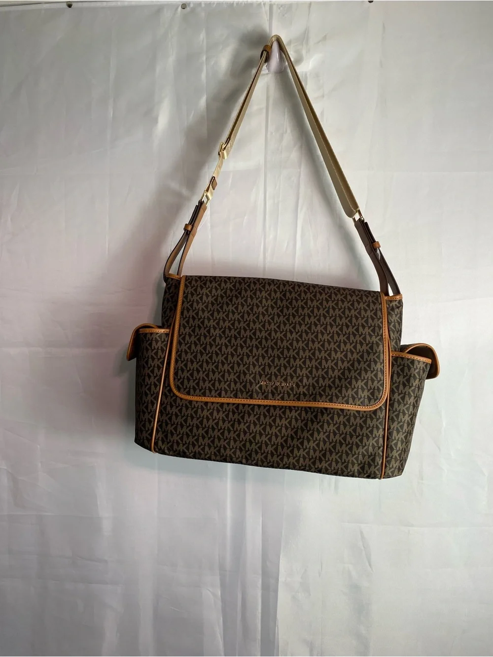 Michael Kors Brown Logo Diaper messenger bag